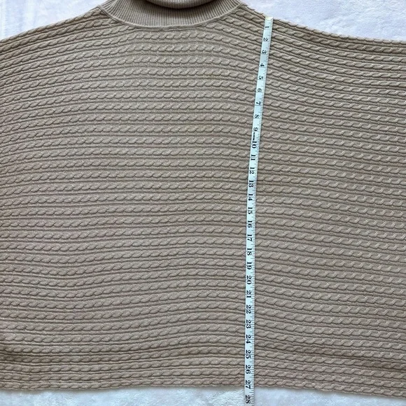 BOSTON PROPER Tan Cable Knit Turtleneck Poncho Sweater--EUC--XS/S - Picture 14 of 14